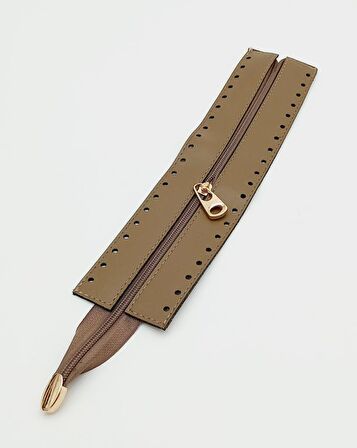 Vizon Renk 28 Cm Derili Fermuar Light Gold Metalli