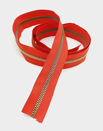 Ortası Gold Fermuar 100 Cm Kırmızı Renk