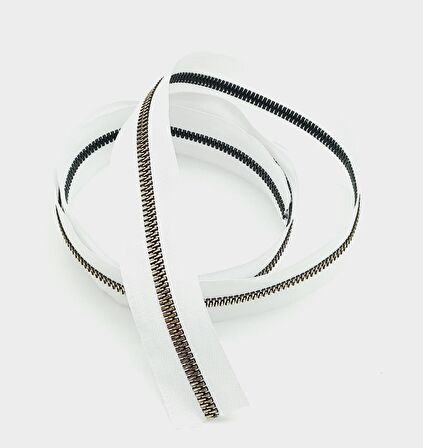 Ortası Gold Fermuar 100 Cm Beyaz Renk