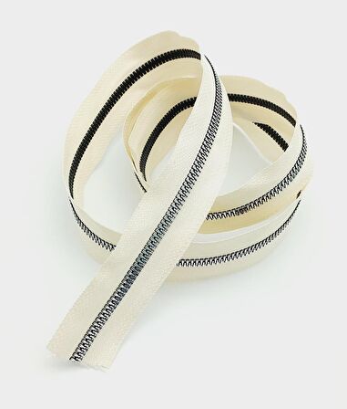 Ortası Gümüş Fermuar 100 Cm Krem Renk