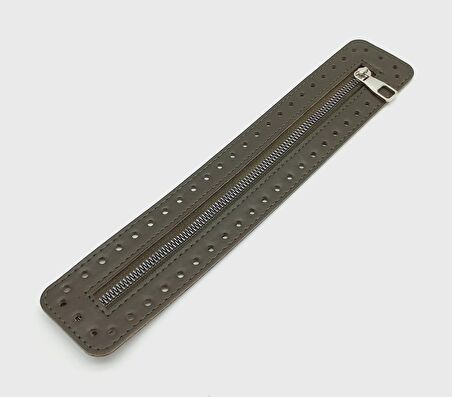 Derili Fermuar Yeni Model Haki 30 Cm Gümüş Metalli