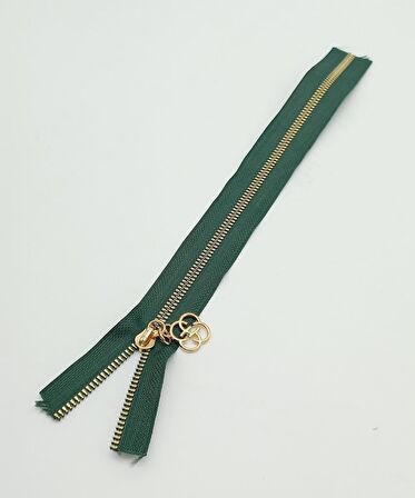 Başlıklı Fermuar 30 Cm Light Gold Metal Zümrüt Yeşili