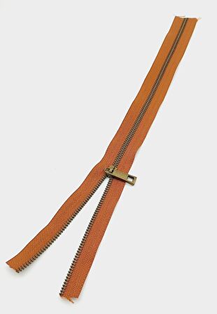 Başlıklı Fermuar 40 Cm Antik Metal Taba