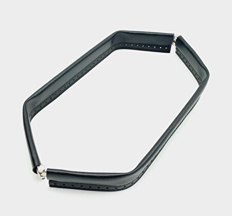 Siyah Renk Derili Metal Çanta Ağzı 33 Cm