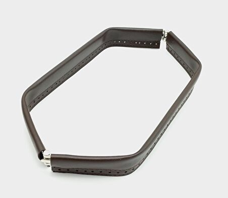 Kahverengi Derili Metal Çanta Ağzı 33 Cm