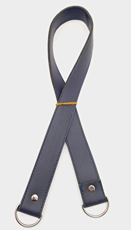 Suni Deri 70X3 Cm Lacivert Çanta Sapı Gümüş Metalli