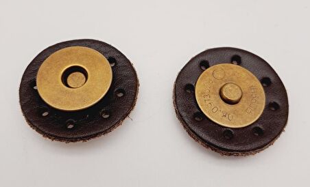 Gerçek Derili Mıknatıslı Çıtçıt Kahverengi Antik Metalli