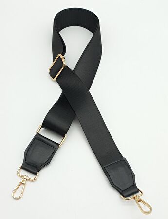 Suni Derili Polyester Kolon 120X4 Cm Siyah Light Gold Metalli