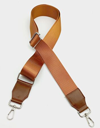 Suni Derili Polyester Kolon 120X4 Cm Taba Gümüş Metalli