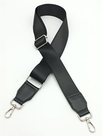 Suni Derili Polyester Kolon 120X4 Cm Siyah Gümüş Metalli