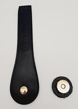 Suni Deri Armut İstiridye Model Kapak Siyah Light Gold Metalli