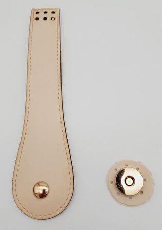 Suni Deri Armut İstiridye Model Kapak Krem Light Gold Metalli