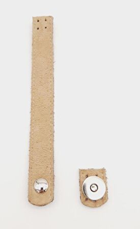 Nubuk Süet Suni Deri Bej Gümüş Metalli 18x2 Cm Kapak