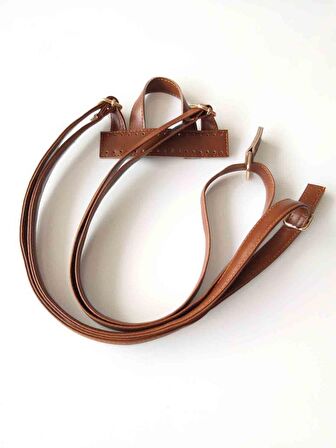 Suni Deri Taba Renk Sırt Çantası Sapı Light Gold Metalli