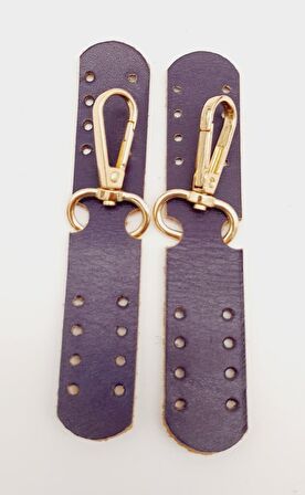 Gerçek Deri Kanatlı Kancalı Böce Mor Light Gold Metalli