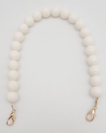 40 cm Mat Beyaz 1.5 cm Boncuklu Kancalı Sap Light Gold Metalli