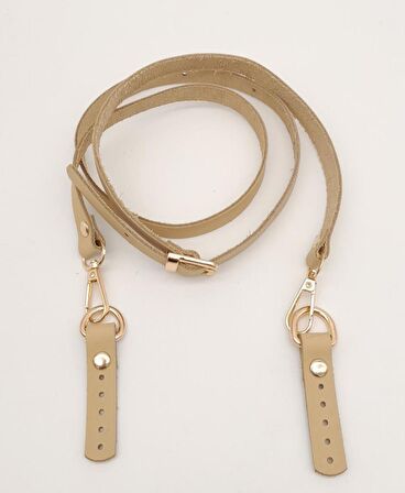 130X1,5 Cm Ham Doğal Gerçek Deri Light Gold Tokalı Çanta Sapı