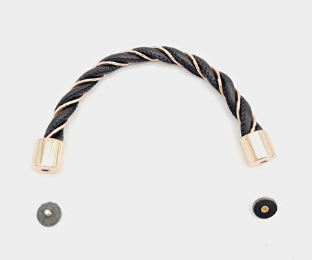 Siyah Renk Derili Burgu Model Metal Çanta Sapı