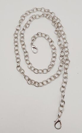 Gümüş Yuvarlak Model İnce Kancalı Çanta Zinciri 120 Cm