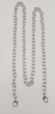 Gümüş Yuvarlak Model İnce Kancalı Çanta Zinciri 120 Cm