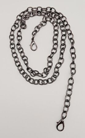 Füme Yuvarlak Model İnce Kancalı Çanta Zinciri 120 Cm