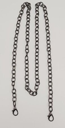 Füme Yuvarlak Model İnce Kancalı Çanta Zinciri 120 Cm