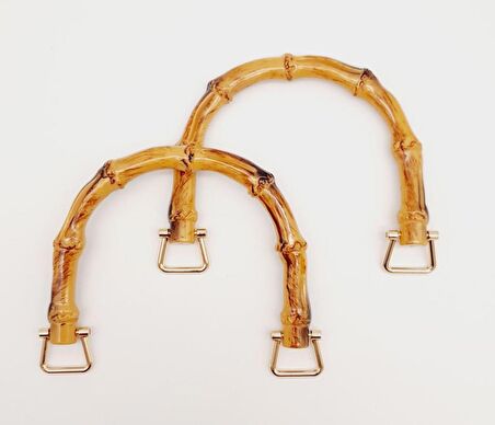 Bambu Görünümlü Plastik Çift Sap Light Gold Metalli
