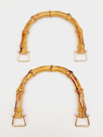 Bambu Görünümlü Plastik Çift Sap Light Gold Metalli