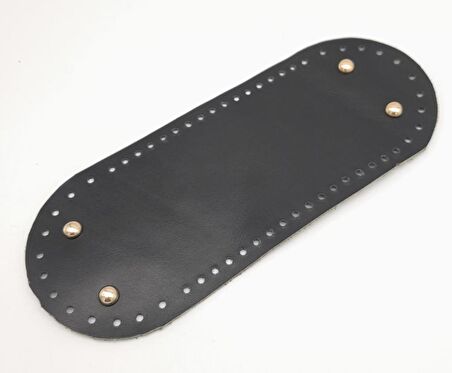 Gerçek Deri Siyah 30X12 cm Oval Light Gold Metalli Çanta Tabanı