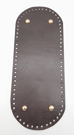 Gerçek Deri Koyu Kahve 30X12 cm Oval Light Gold Metalli Çanta Tabanı
