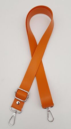 Suni Deri Ayarlı Çanta Sapı 120X2.4 Cm Turuncu Gümüş Metal
