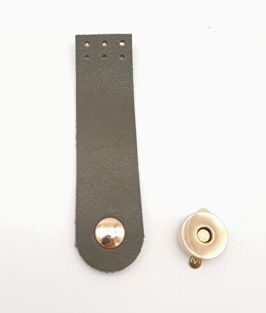 Haki Renk Tek Kat Suni Deri Kapak 10.5x2.5 cm Light Gold Metal