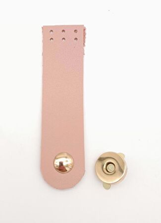 Pudra Renk Tek Kat Suni Deri Kapak 10.5x2.5 cm Light Gold Metal