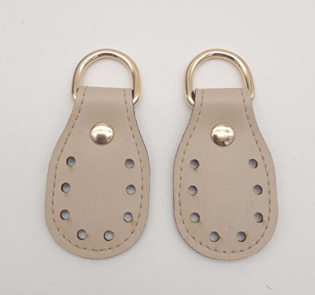 Koyu Krem Çift Kat Dikişli Suni Deri Sapucu Böce Light Gold Metalli