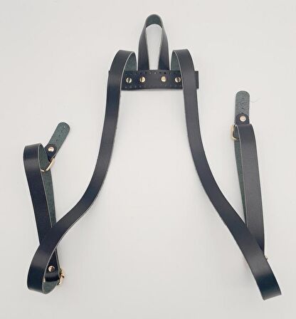 Gerçek Deri Siyah Sırt Çanta Sapı Light Gold Metalli