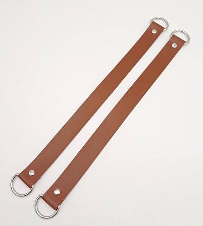 Taba Suni Deri 38X2.5 Cm Çift Çanta Sapı Gümüş Metalli
