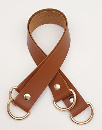 Taba Suni Deri 38X2.5 Cm Çift Çanta Sapı Light Gold Metalli