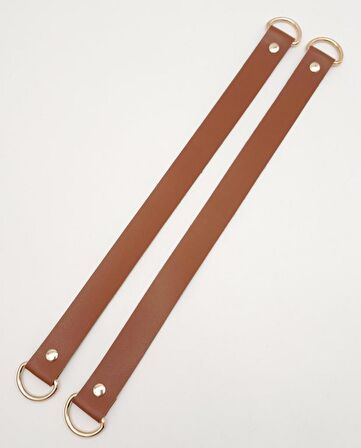 Taba Suni Deri 38X2.5 Cm Çift Çanta Sapı Light Gold Metalli