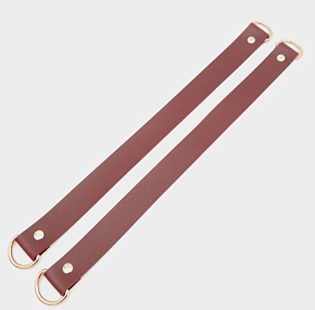 Bordo Suni Deri 38X2.5 Cm Çift Çanta Sapı Light Gold Metalli