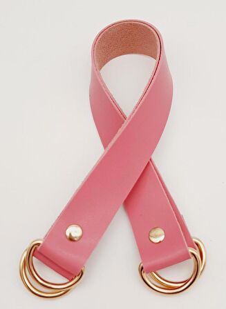 Fuşya Suni Deri 38X2.5 Cm Çift Çanta Sapı Light Gold Metalli