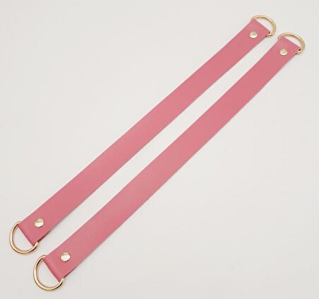 Fuşya Suni Deri 38X2.5 Cm Çift Çanta Sapı Light Gold Metalli