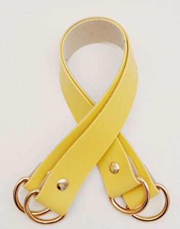 Sarı Suni Deri 38X2.5 Cm Çift Çanta Sapı Light Gold Metalli