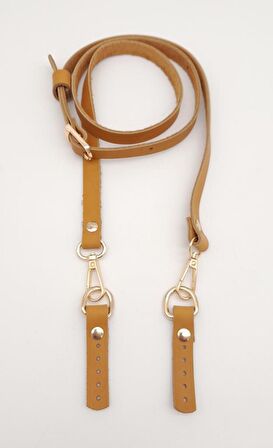 130X1,5 Cm Açık Taba Gerçek Deri Light Gold Tokalı Çanta Sapı