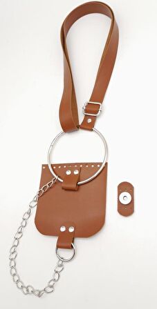 Taba Suni Deri Halkalı Model Kapaklı Set Gümüş Metalli