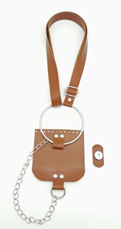 Taba Suni Deri Halkalı Model Kapaklı Set Gümüş Metalli