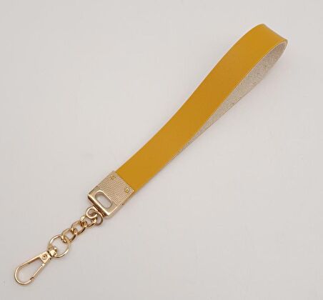 Hardal Tek Kat Suni Deri Zincirli Elcik Light Gold Metal