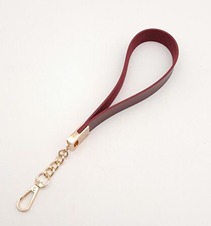 Bordo Tek Kat Suni Deri Zincirli Elcik Light Gold Metal