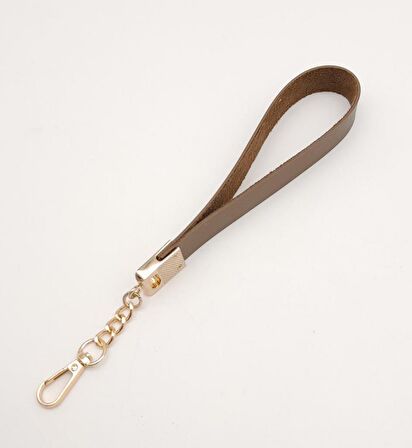 Vizon Tek Kat Suni Deri Zincirli Elcik Light Gold Metal