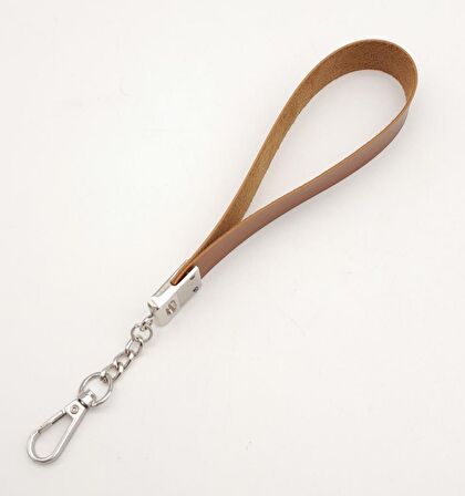 Taba Tek Kat Suni Deri Zincirli Elcik Gümüş Metal