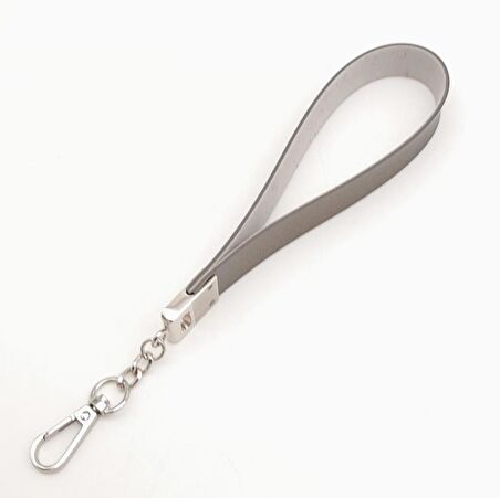 Gri Tek Kat Suni Deri Zincirli Elcik Gümüş Metal